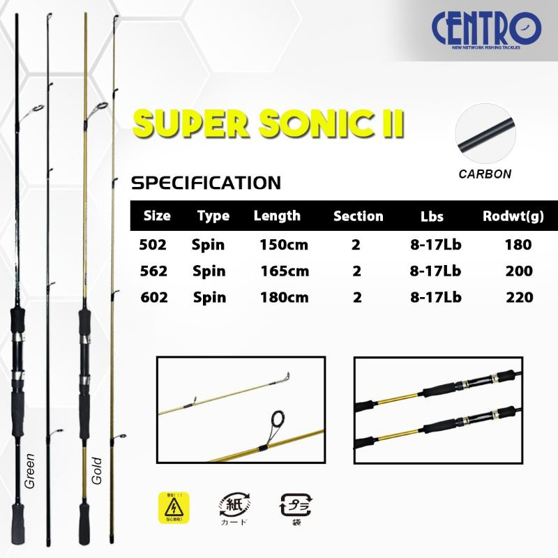 JORAN PANCING SPINNING BAHAN CARBON MERK CENTRO SUPER SONIC II SIZE 502 / 602