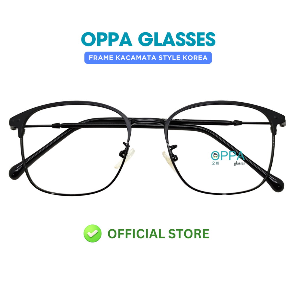 Frame Kacamata Korea Wanita OPPA OP22 FBL Hitam Bulat Fashion
