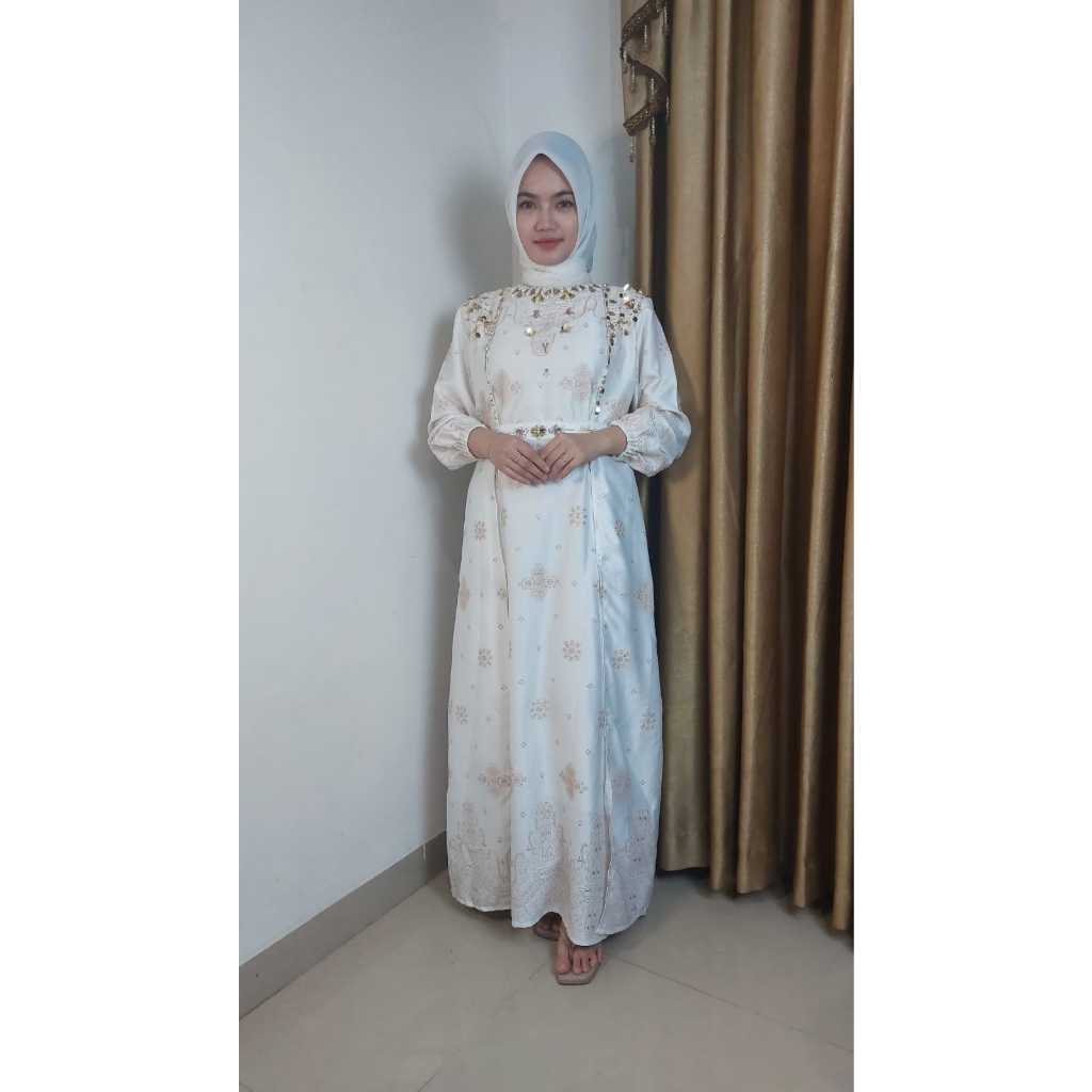 Gamis Putih Silk Bordir Premium
