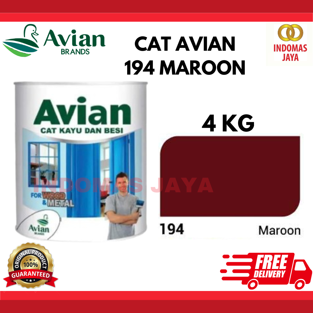 CAT BESI AVIAN 194 MAROON 4KG - CAT MINYAK AVIAN 194 MAROON