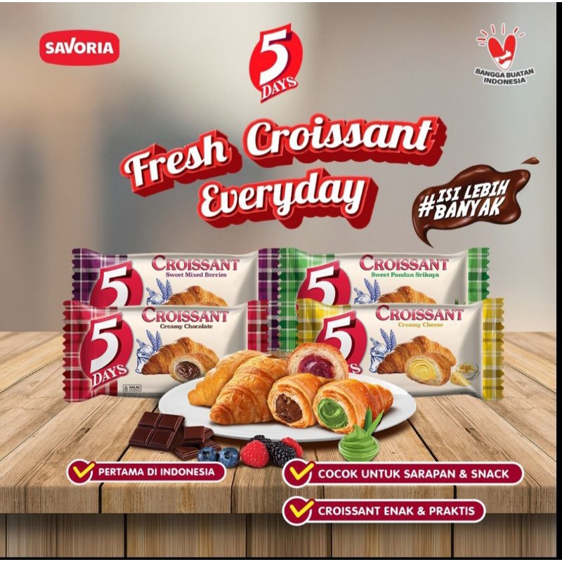 

5Days/5Days Roti Croissant/Roti Croissant/Kemasan 60 gram