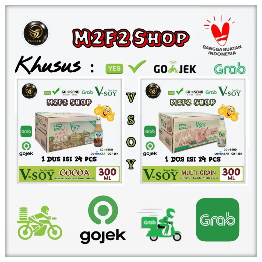 

V-Soy Soya Bean Milk | Susu Kedelai Kotak UHT Semua Rasa - 300 ml Kemasan Karton (Bluebird/Gosend/Grab)