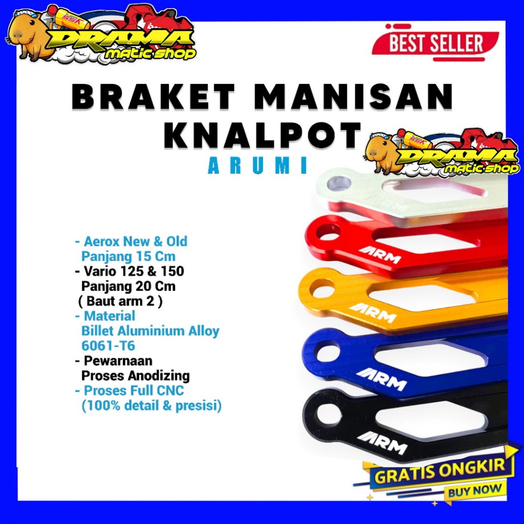 Bracket knalpot manisan arm cyber vario 125/150 aerox nmax old/new / bracket manisan knalpot vario n