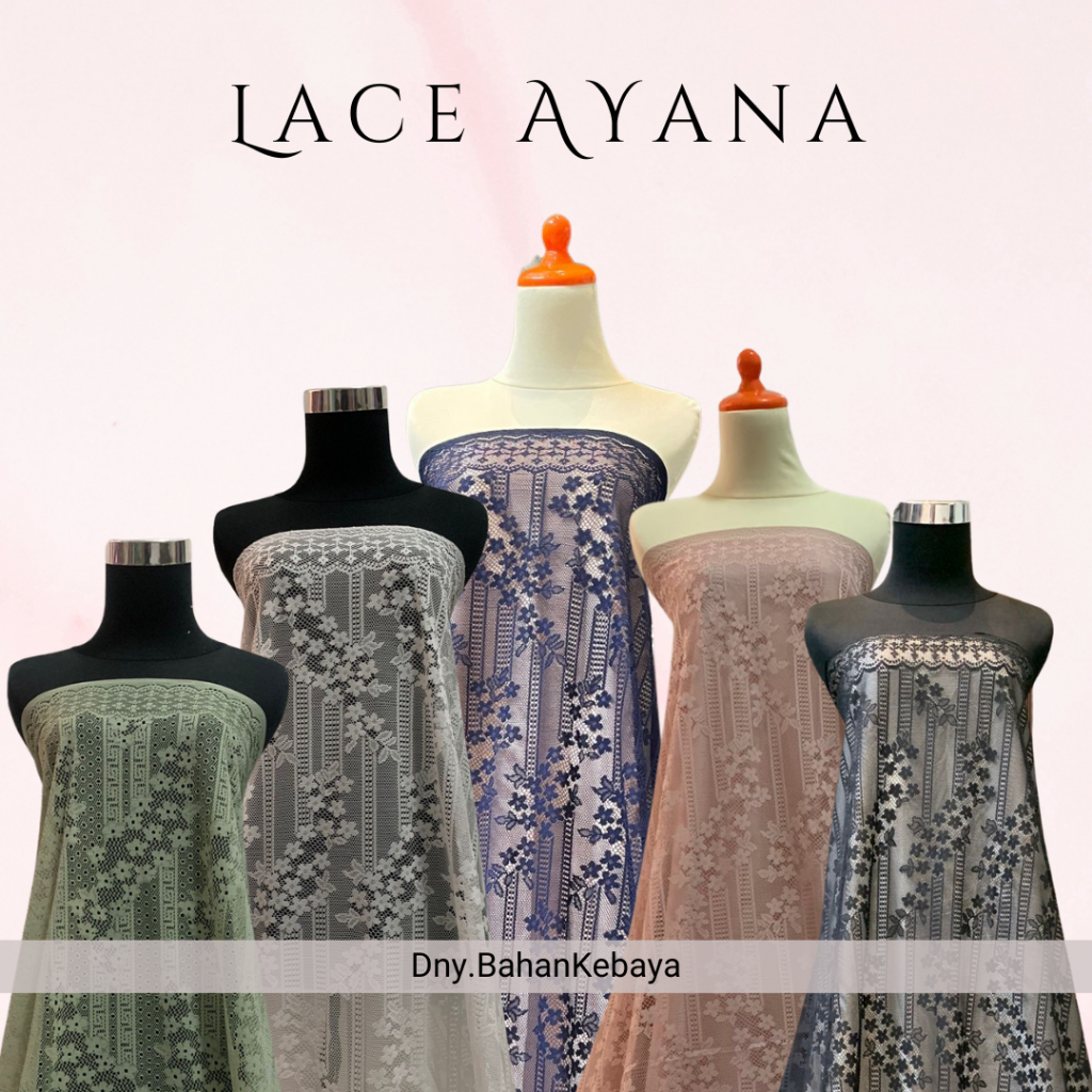 Kain Brokat Brukat Gamis Lebaran Keluarga Lace Halus Renda Motif Bunga Kecil Ayana Warna Pink Rosego