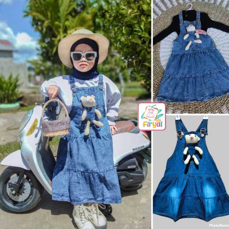 Overall Anak Perempuan Usia 1-7 Tahun Jumpsuit Gamis Boneka Jeans Anak perempuan