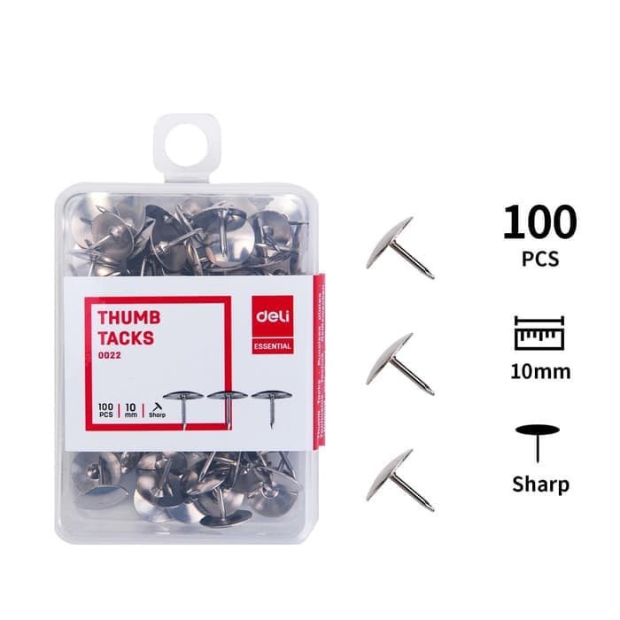 

Deli Thumb Tacks / Paku Payung #3, 10mm, 3/8'' E0022