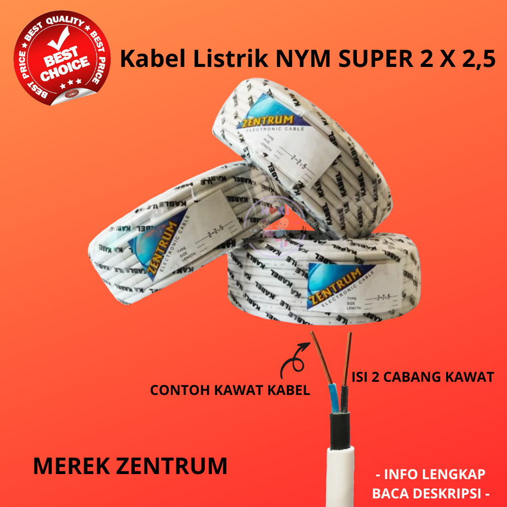Kabel Kawat Zentrum NYM Super 2 x 2.5 (50 meter)