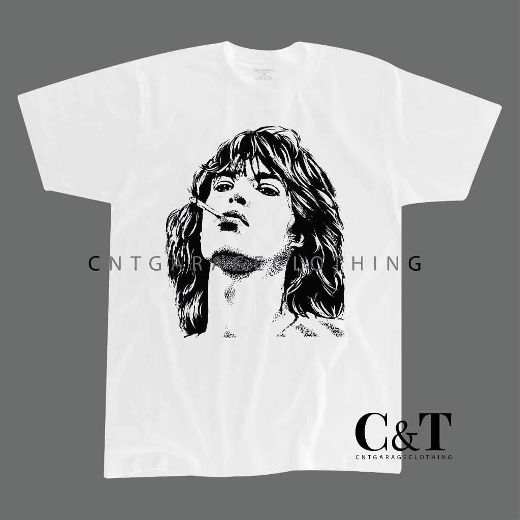 CNTGARAGECLOTHING | MICK JAGGER WHITE TSHIRT | RS 028 | SHIRT SHIRTS KAOS BAND VINTAGE