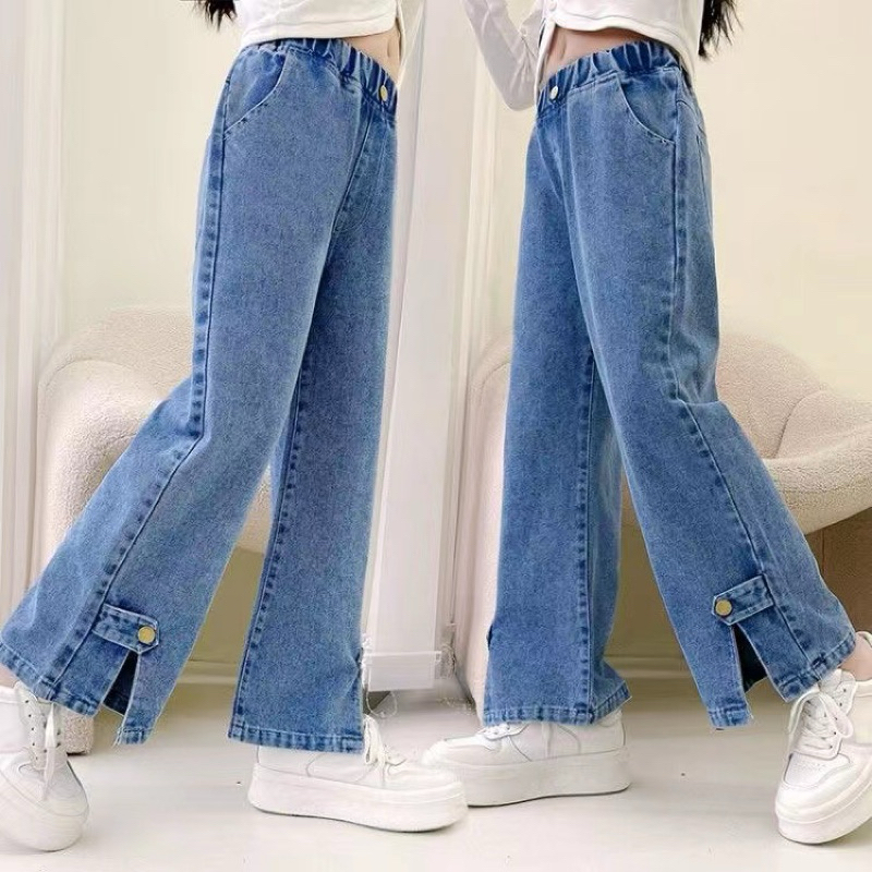 CELANA KULOT JEANS ANAK TANGGUNG IMPORT BELAH DEPAN PEREMPUAN SIZE 6-12 TAHUN