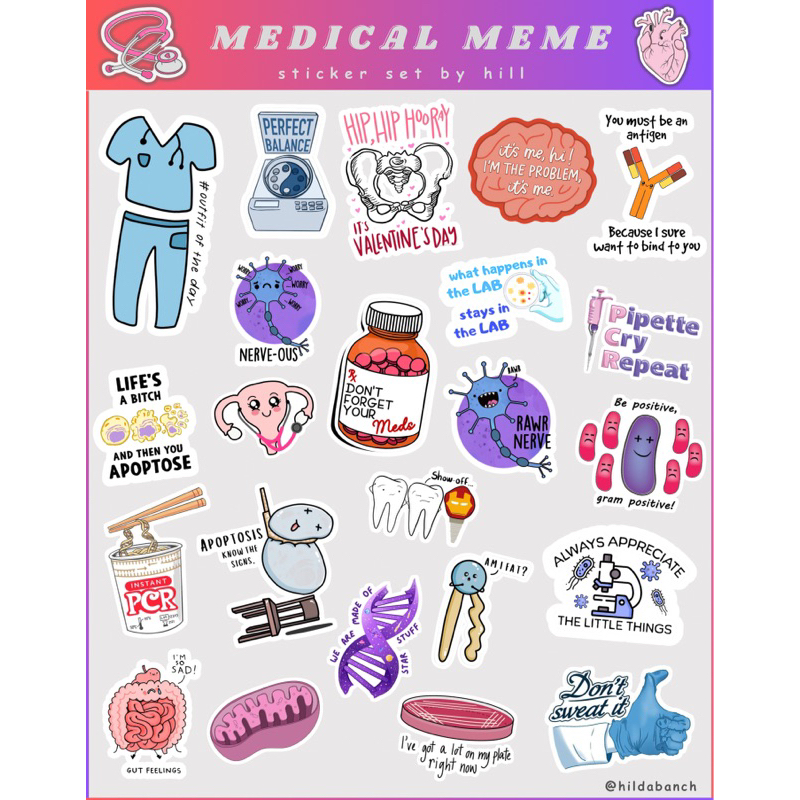 

STICKER MEDICAL MEME - Sticker Cute Kedokteran for Ipad Tablet Laptop
