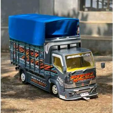 Promo miniatur truk oleng  TERPAL KOTAK BONUS TERPAL SEGITIGA  full lampu terpal murah bisa belok ma