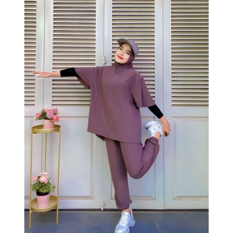 setelan olahraga muslimah set hijab olga set olga joger