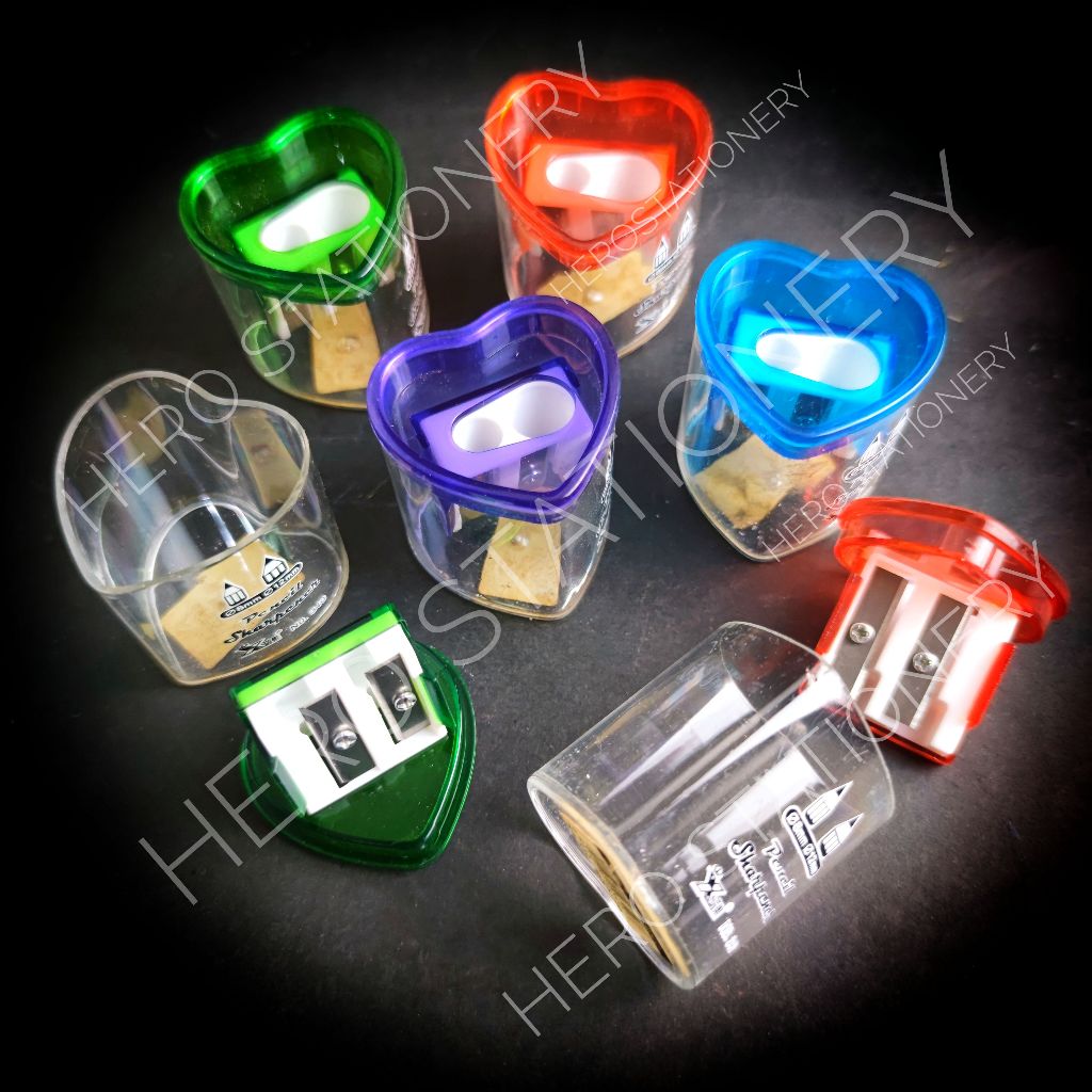 

Rautan pensil pencil sharpener love heart 2 lubang