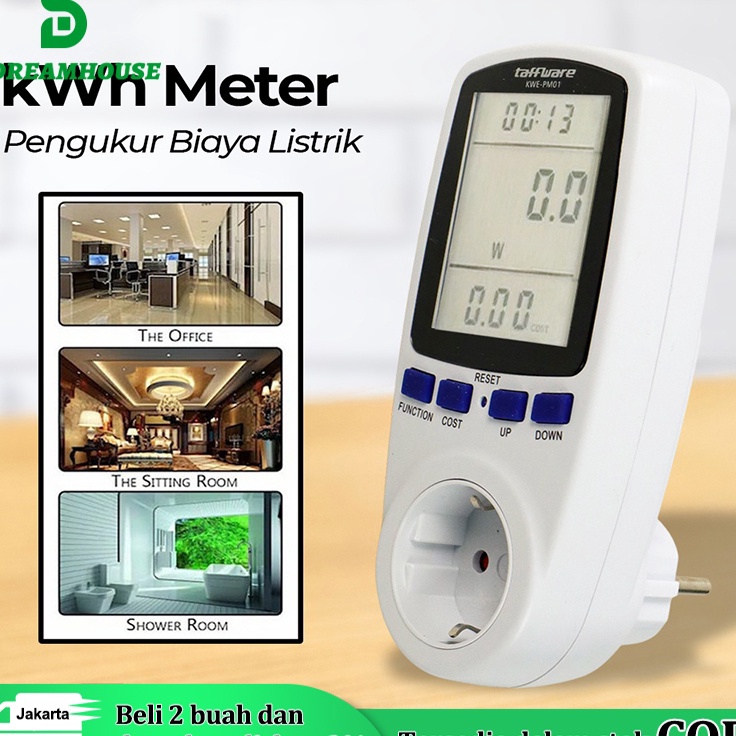 JQ Watt Meter Stop Kontak Pengukur Daya Listrik Wattmeter KWH Volt Ampere Pengukur Listrik Kwh digit