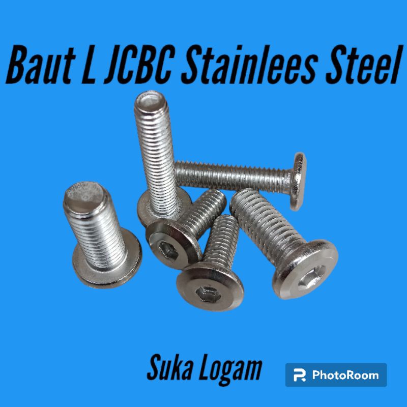 Baut L JCBC M6 x 40 Furniture Connector Stainless steel 304. Drat 10 / Kunci L5