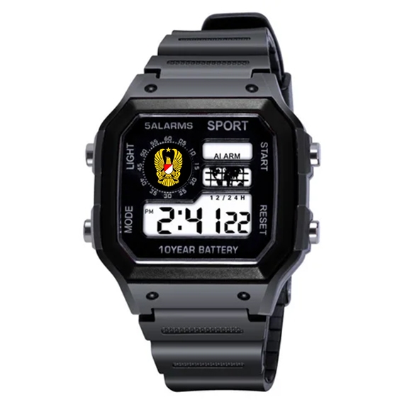 Jam Tangan TNI AD AL AU TENTARA Digital Tali Rubber Warna Hitam Anti Air
