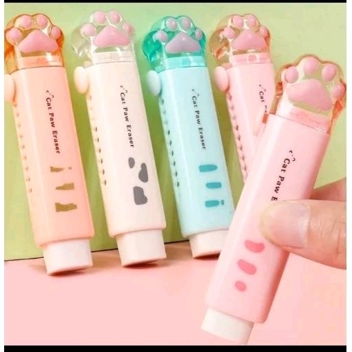 

KIYOWO 1 PCS CAT PAW ERASER RECTRACTABLE PENGHAPUS PENSIL KARET MEKANIK REFILL KOREAN