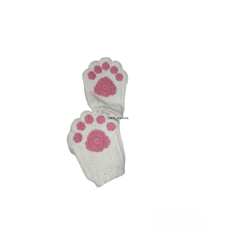Cat Paw Gloves fingerless Crochet | Sarung Tangan Cat Paw Rajut