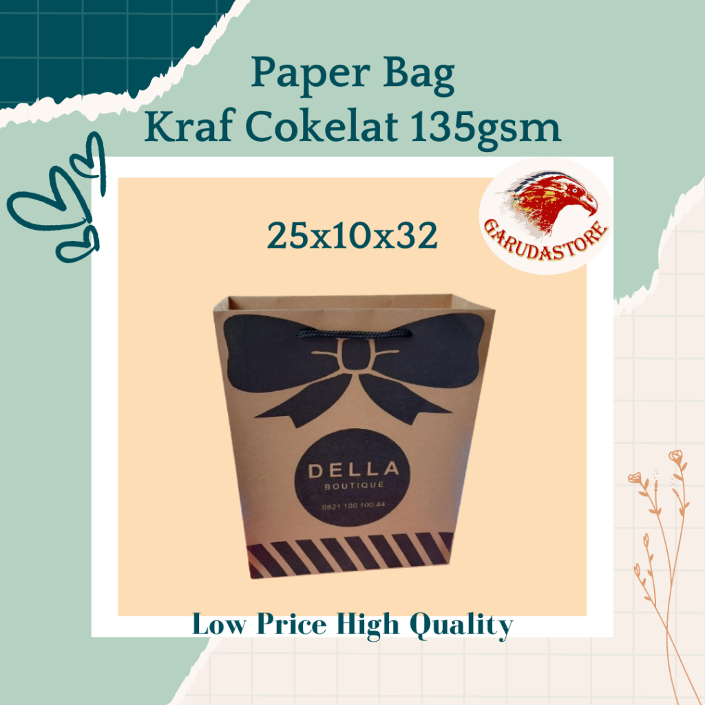

Paper Bag Murah , Paper Bag Kraf Cokelat Size Besar 25x10x32 (PxLxT)