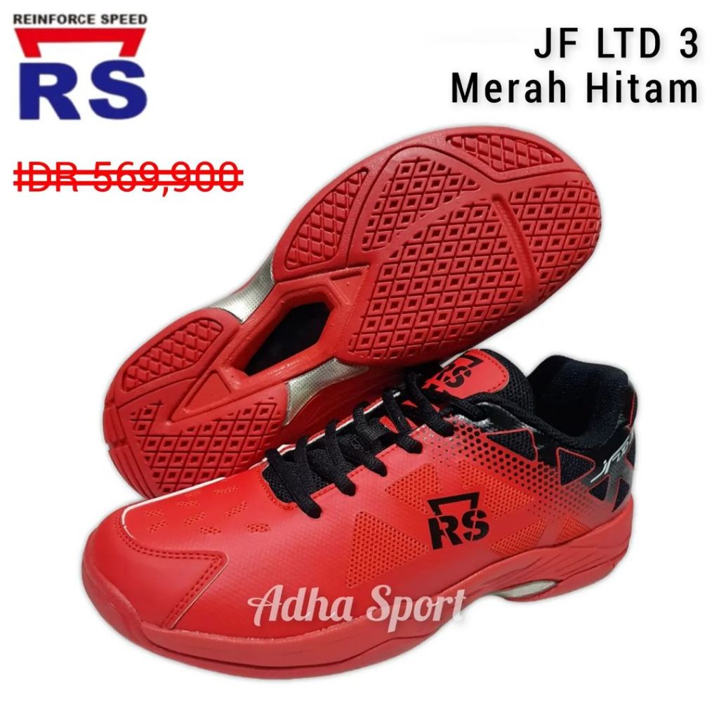 sepatu badminton rs jf ltd 03 merah hitam original