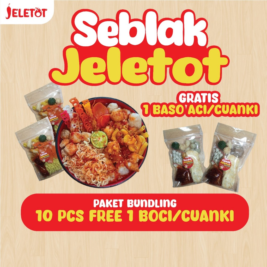 

JELETOT - Paket 10 Seblak Jeletot Free 1 Boci/Cuanki / Seblak murah/ seblak instan