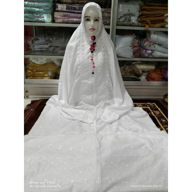 mukena terusan matt katun jepang aplikasi renda+iner