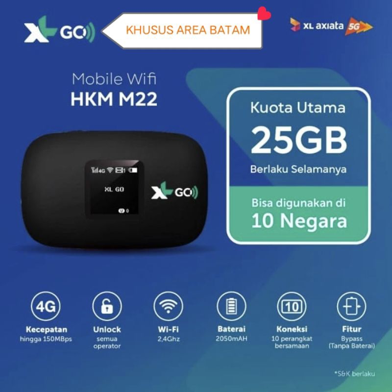 Modem Wifi 4G XL Go HKM M22 Free XL Go isi 25GB Unlock