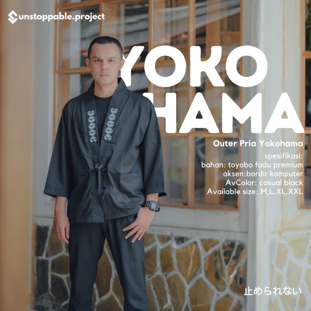 Outer Kimono Pria Modern Premium - Kimono Yokohama Black