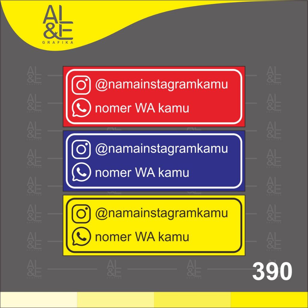 

390 - Stiker Nama Akun Medsos dan WA, Sticker Vinyl, Cetak Premium Indoor, Tahan Air