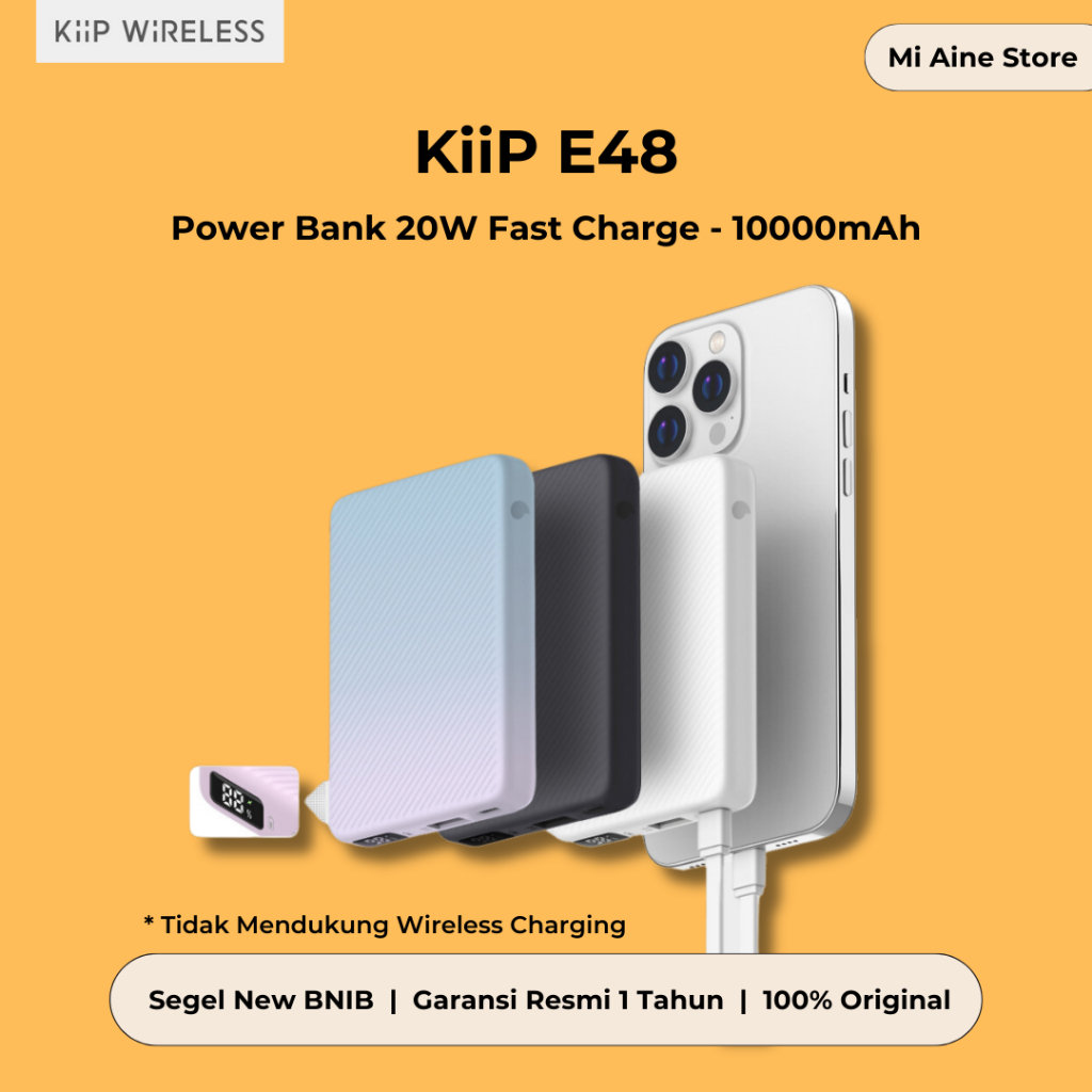 KiiP E48 Power Bank 10000mAh Fast Charging 20W Quick Charge Type C PD