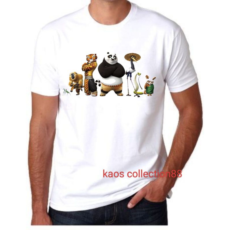 Kaos Distro Murah Lengan Pendek Gambar Hewan Panda / Kung-Fu Panda / Genk Kung-Fu Panda / Keren
