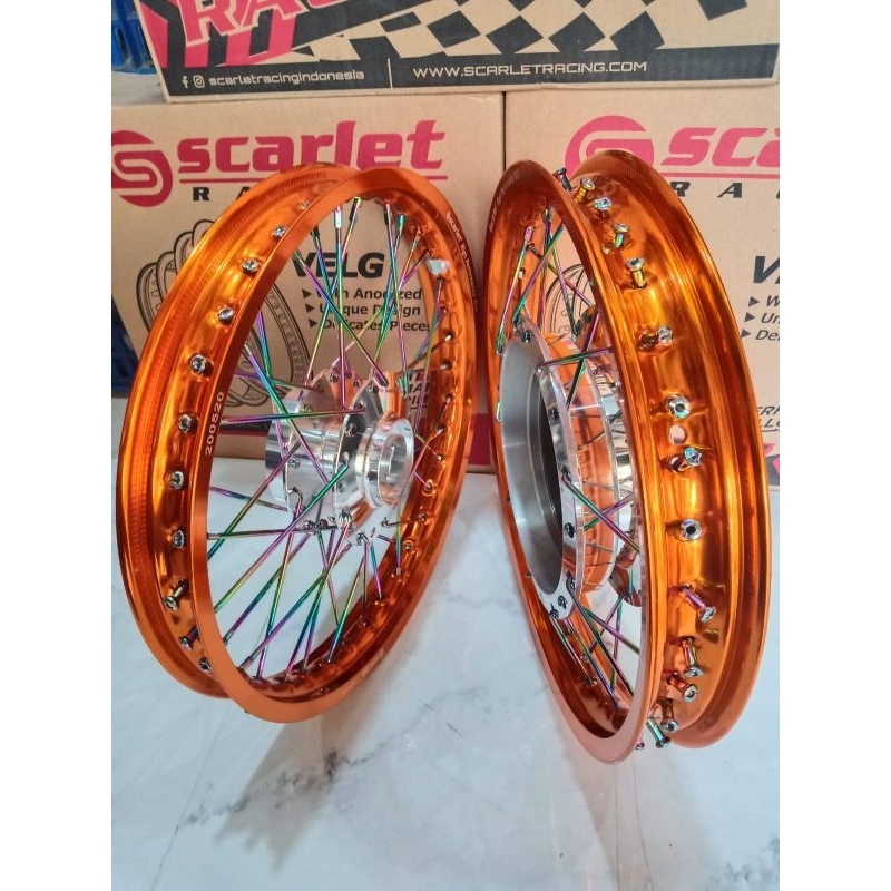 Scarlet original SNI ring 14 paket ukuran depan 140x14 Ukuran belakang 160x14 untuk motor matic Mio 