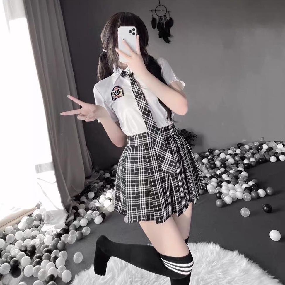 TFK742 Terlaku LINGERIE COSPLAY SERAGAM SEKOLAH KOTAKKOTAK