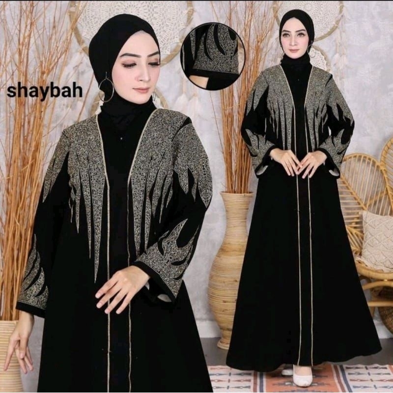Alma Abaya Shaybah Gamis Hitam Motif