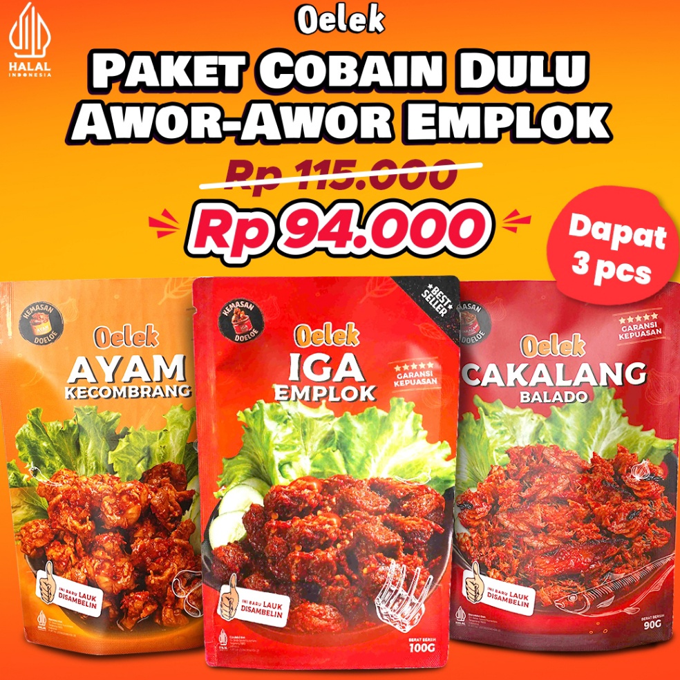 

KQK646 TERBARU Paket Cobain Dulu AworAwor Emplok Iga Mercon Iga Sambal Oseng Iga Cakalang Balado Ayam Kecombrang