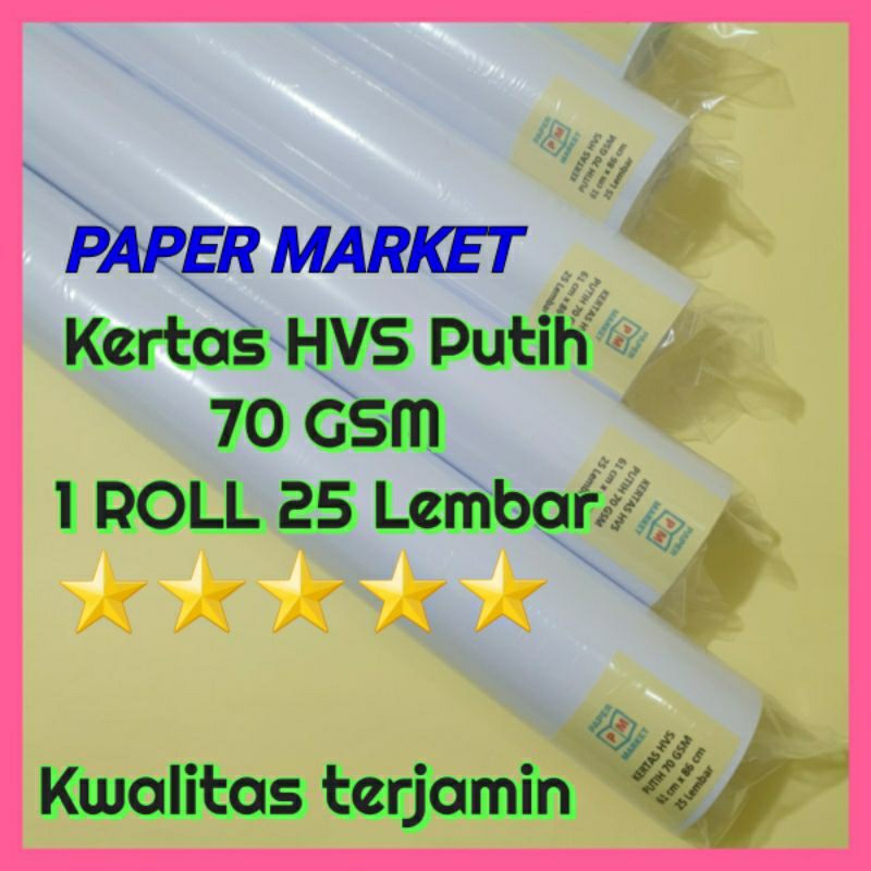

Kertas HVS Putih 61 cm x 86 cm 70 GSM (1 ROLL 25 lembar )