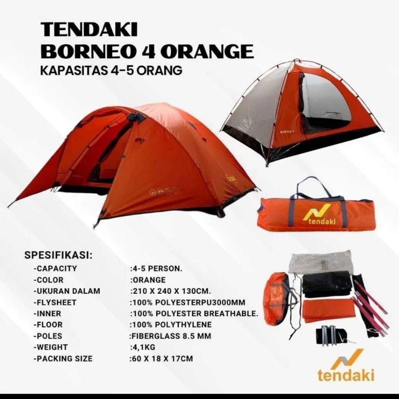 promo tenda camping 4 orang tendaki borneo 4
