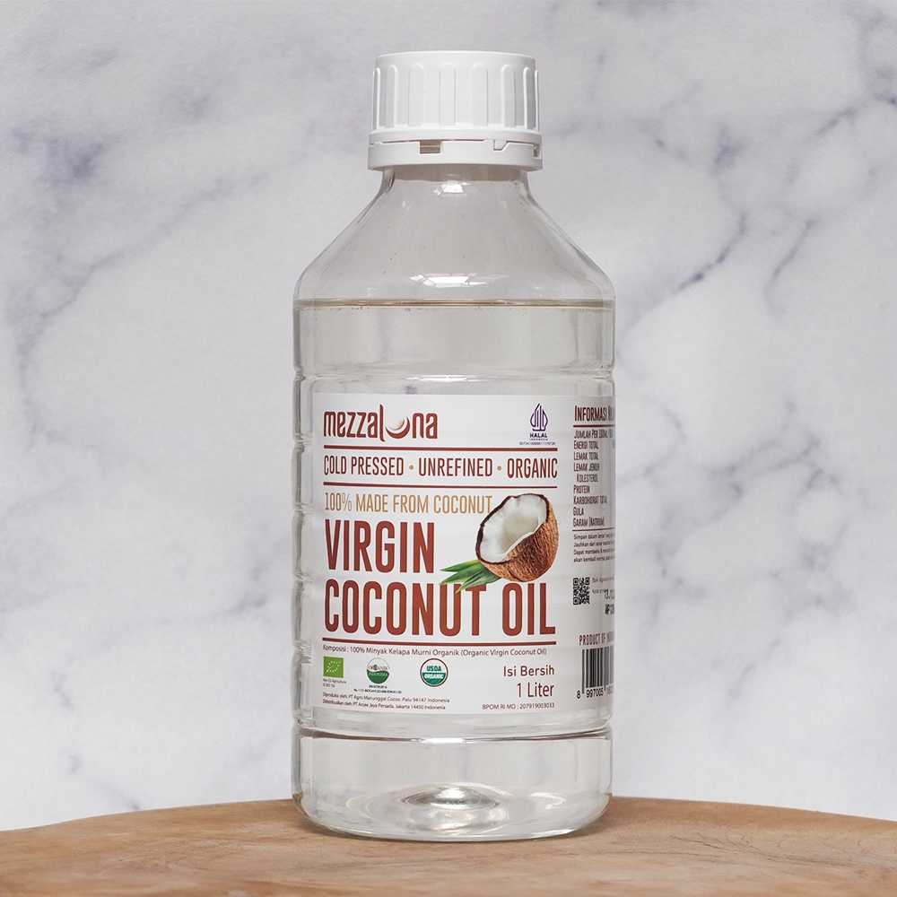 

VCO Organik Mezzaluna 1 Liter EVCO Extra Virgin Coconut Oil Minyak kelapa virgin
