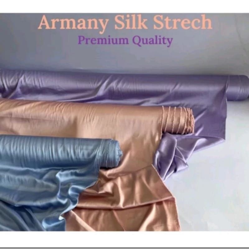 Bahan Kain Satin Armany Silk Polos Premium/Kain Satin Armany Silk