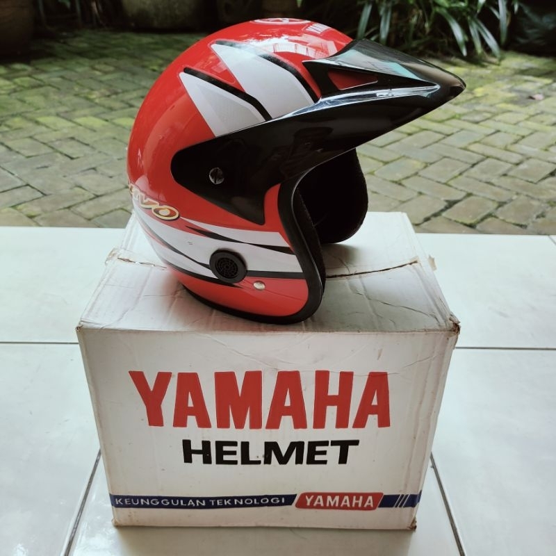 Helm Yamaha Vintage Nouvo Merah Ori (NOS, GENUINE, BARU) Helmet Retro Kuno Jadul Red YGP Yamaha Genu
