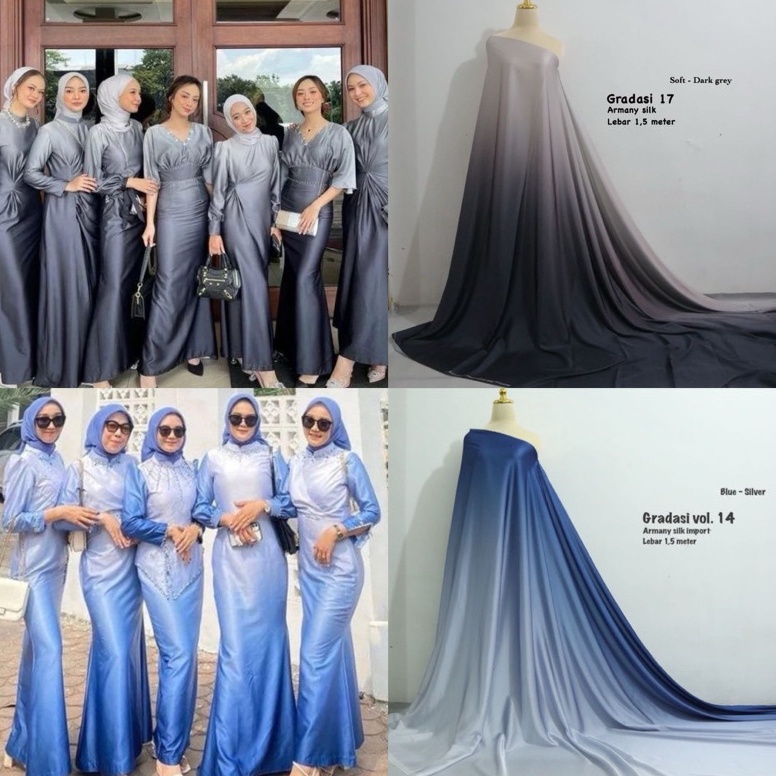 UQC113  Kain bridesmaid  pagar ayu  gradasi warna  kain ombre  bahan kain 2 warna  bahan kain armany