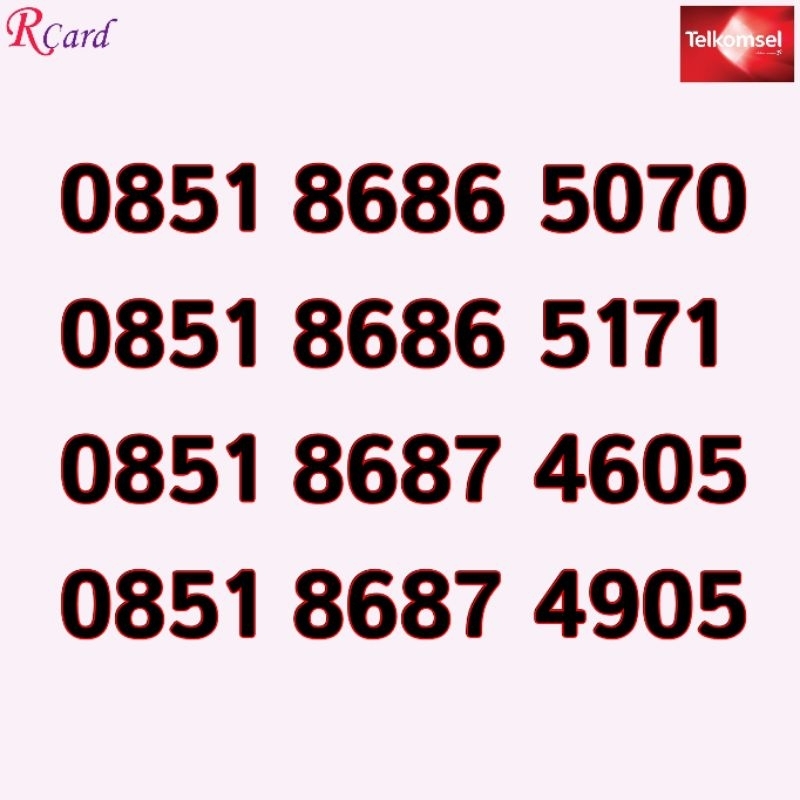 Nomor Cantik Simpati Telkomsel 8686 5070 5171 4605 4905