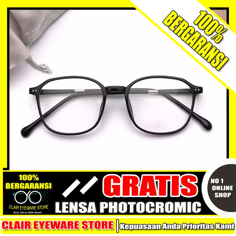 Clair Eyeware CO 40 Optik Melawai Frame Kacamata Oval Sport Kasual Blueray Photocromic Bluecromic An