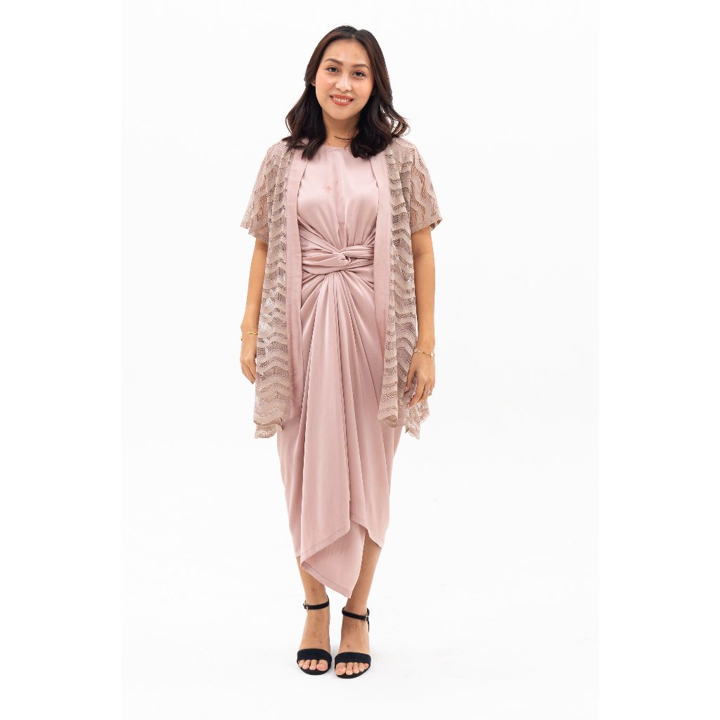 Cempaka Lilit dress material silk kombinasi brokat lengan pendek