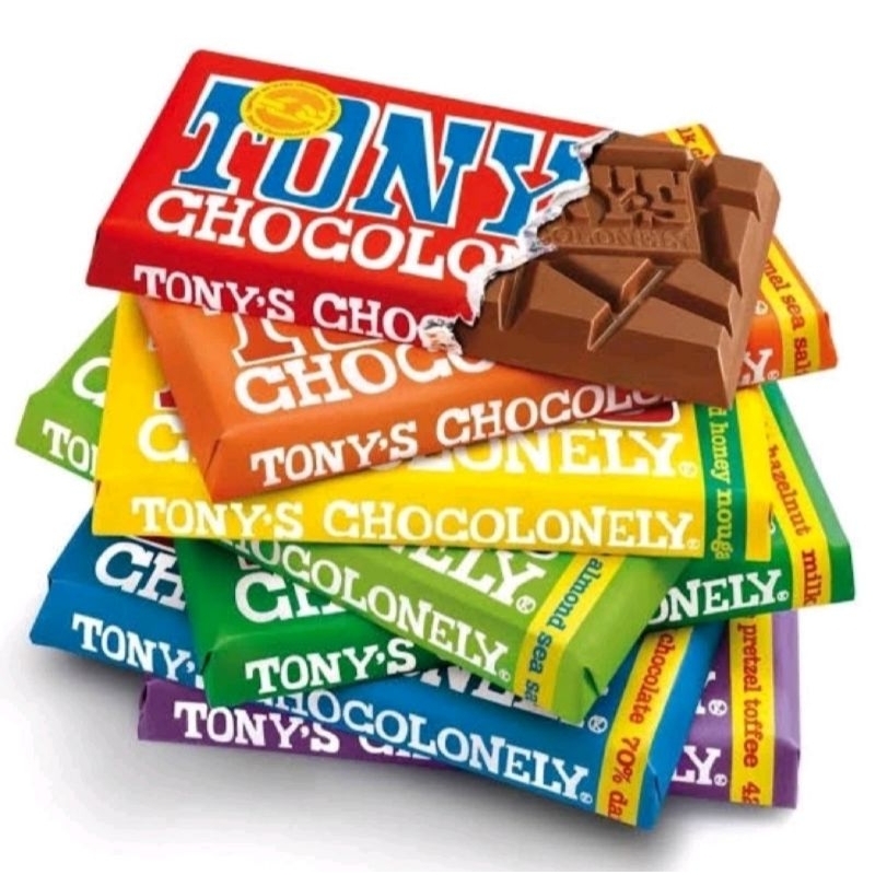 

Tonys Chocolonely Chocolate 180g Hazelnut Almond Dark Milk Nougat