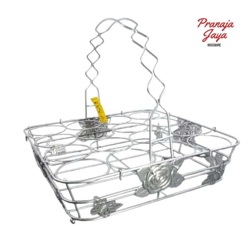 Rak Aqua Gelas Stainless 16 Lubang / Keranjang Tempat Air Mineral Aqua Gelas Homelux