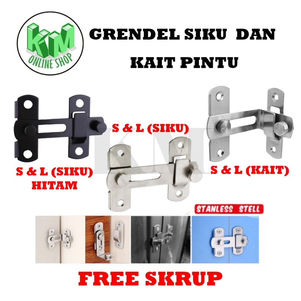 Grendel Slot Pintu Grendel Kait Siku S dan L Kunci geser pintu lemari geser