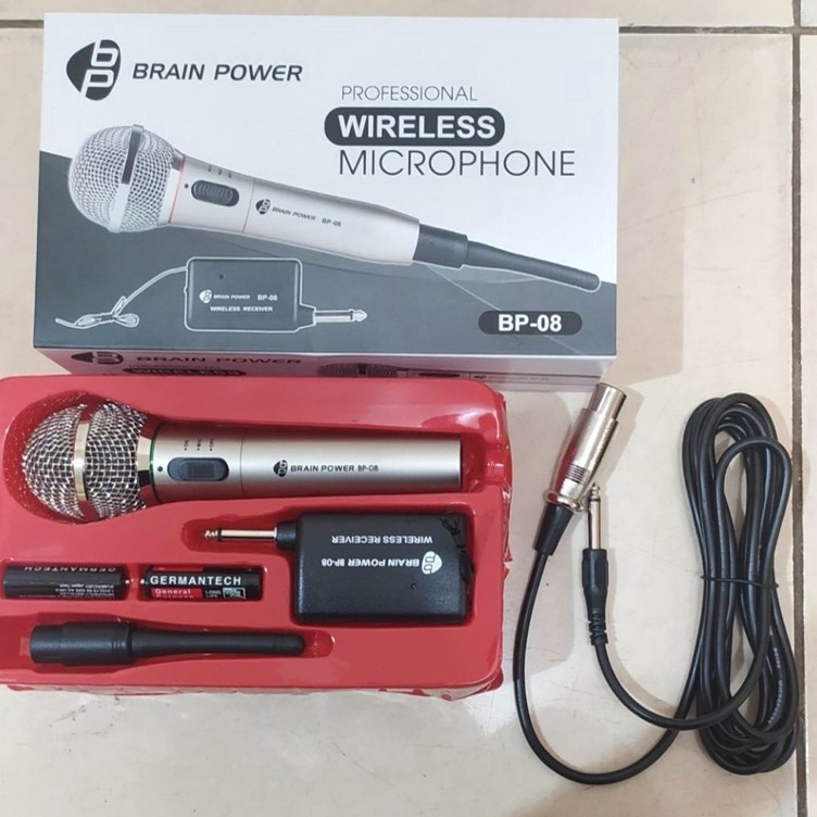 Mic karaoke microphone wireless receiver dan kabel  BP 8