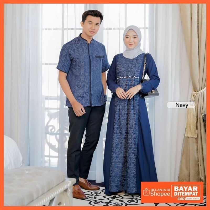 GALERI BATIK - Couple Gamis Syari Ameena Gamis Lebaran 2025 Syari Modern Dress Couple Lebaran Premiu