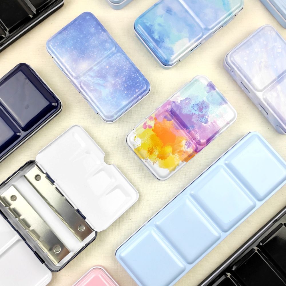

Empty Metal Watercolor Paint Palette Tin Box